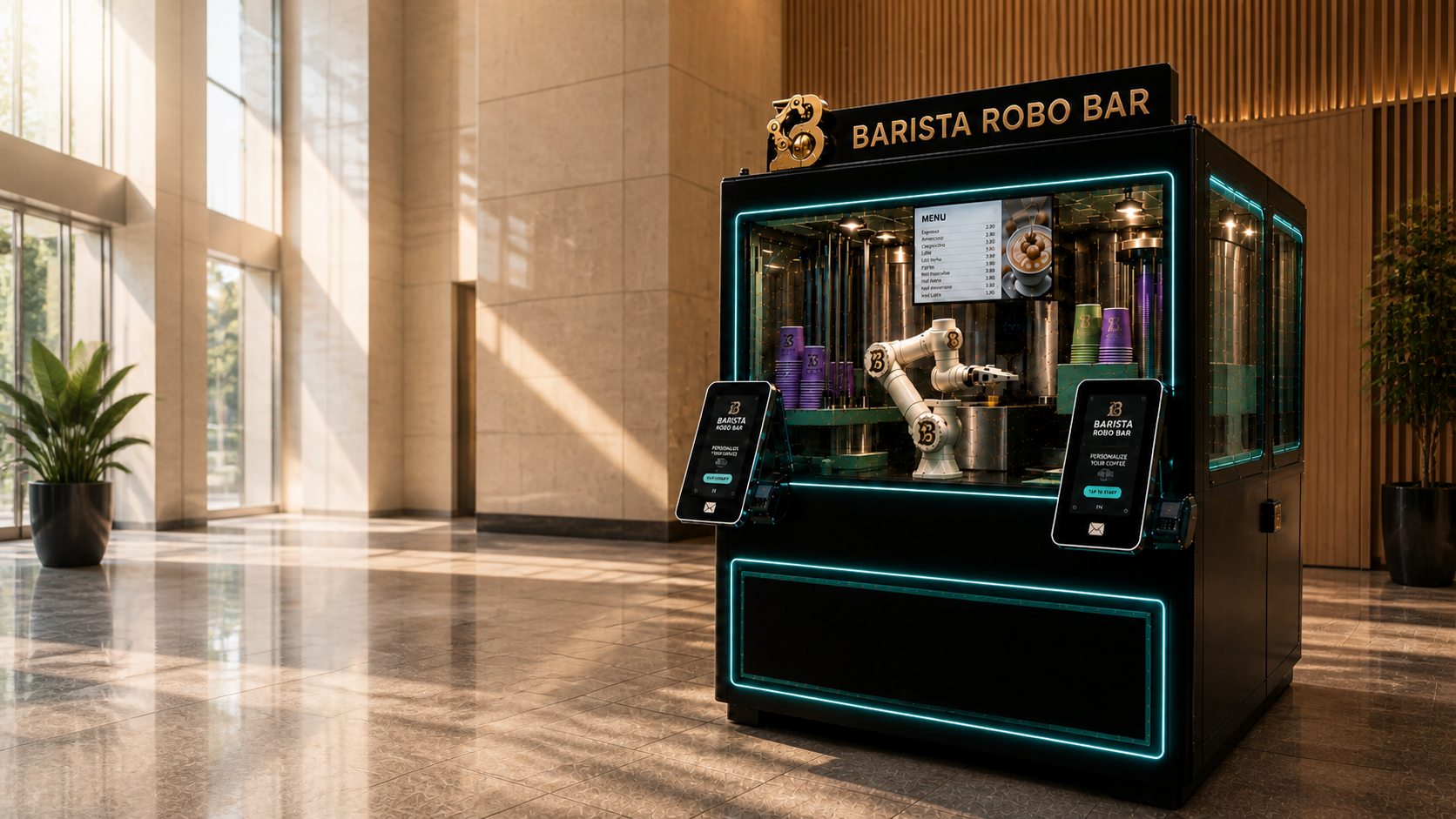Indoor Barista Robo Bar kiosk coming soon to Sofia